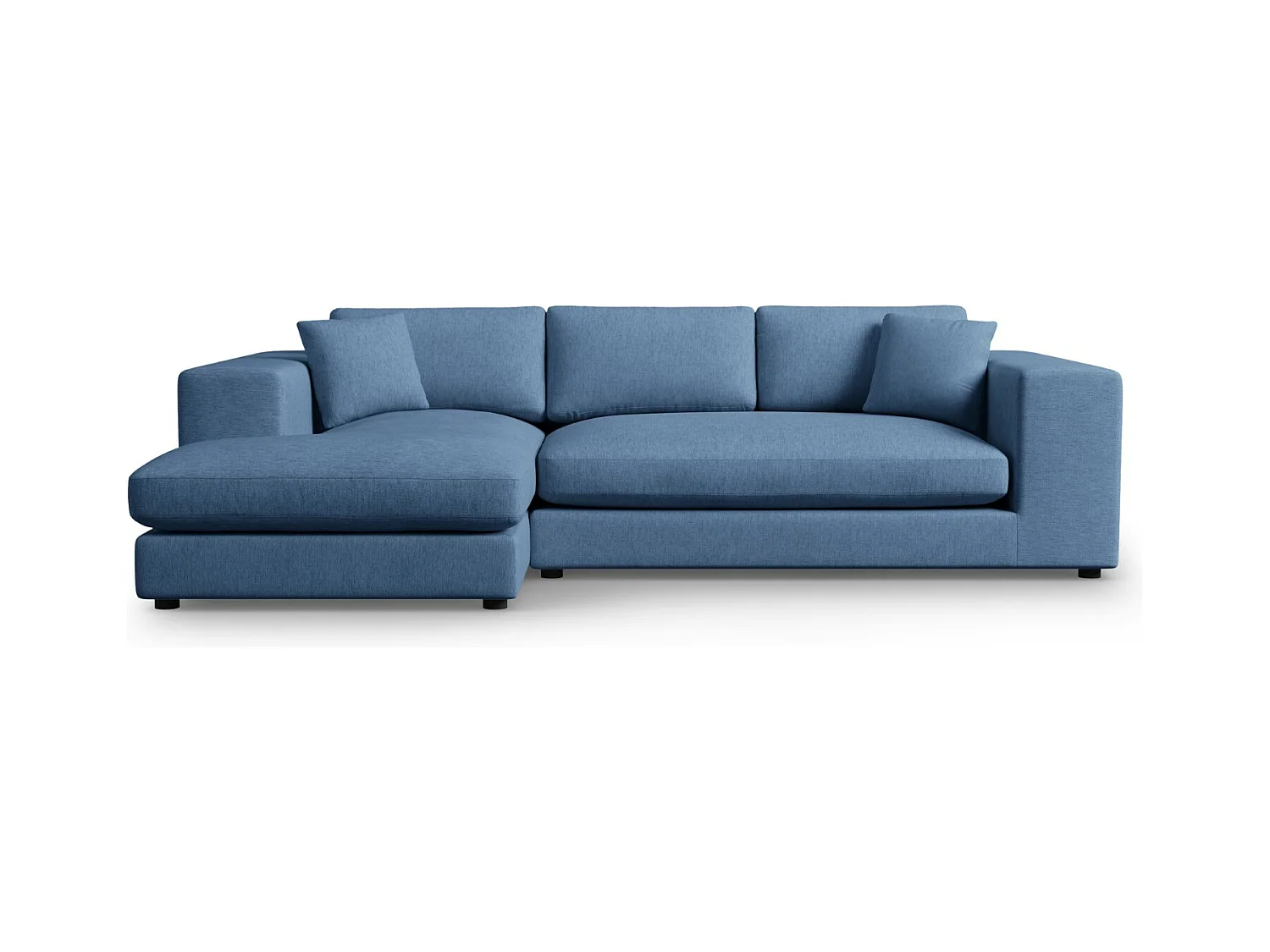 CXL by Christian Lacroix - Canapé d'angle gauche "Tendance" 5 places en tissu structurel bleu foncé - 282x174x72cm