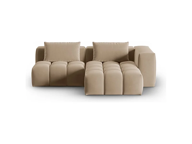 CXL by Christian Lacroix - Sofá esquinero modular derecho "Lorella" 3 plazas de terciopelo arena - 205x145x70cm