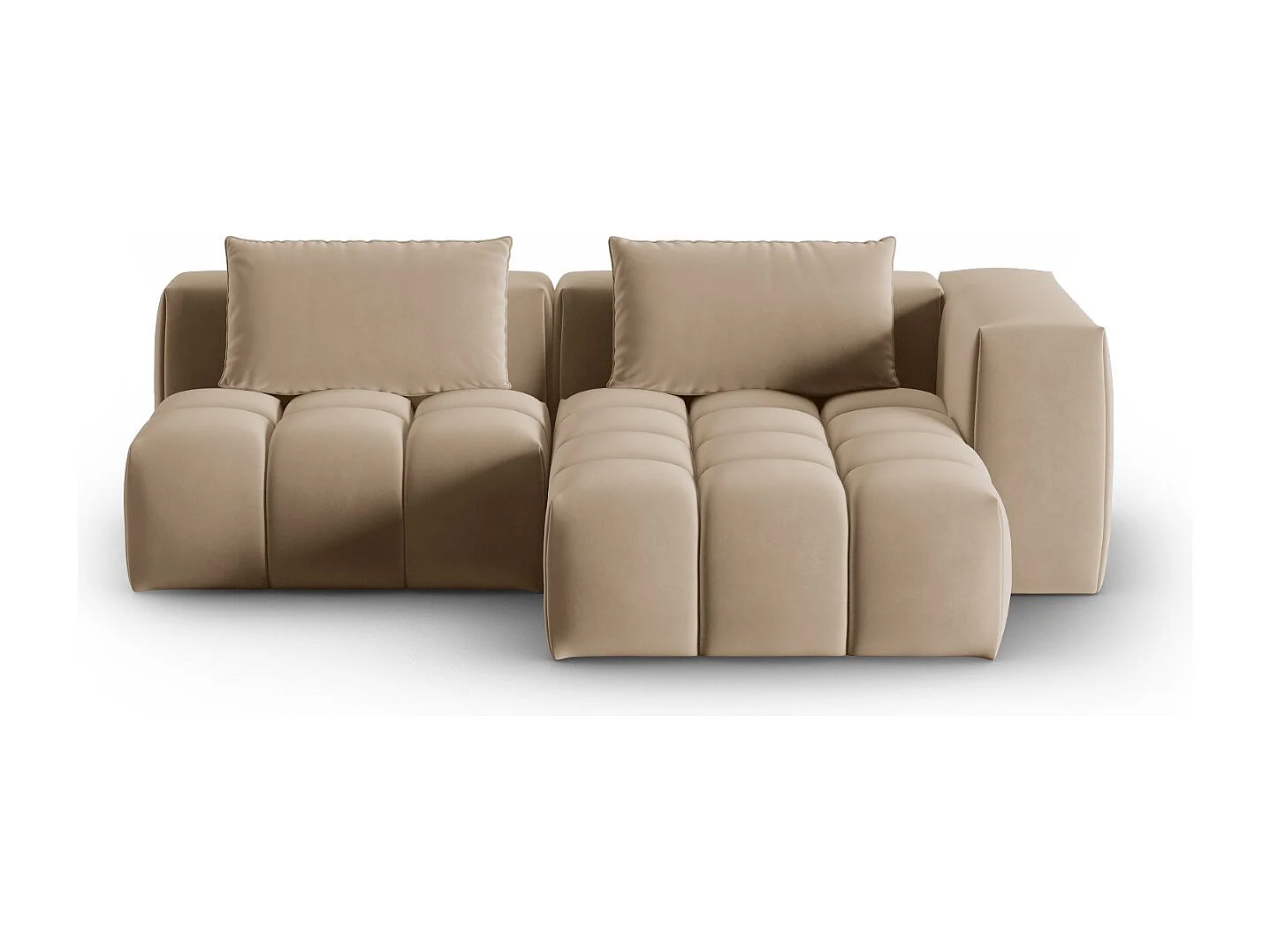 CXL by Christian Lacroix - Sofá modular de canto direito "Lorella" 3 lugares em veludo areia - 205x145x70cm