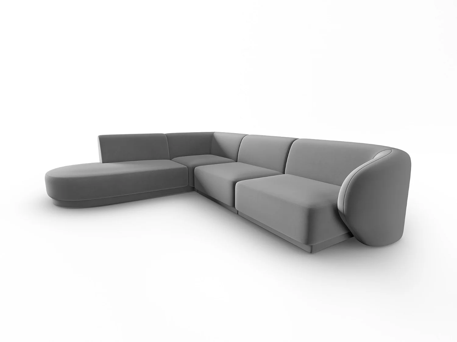 CXL by Christian Lacroix - Narożnik lewy panoramiczny, "Lionel" 5 miejsc welur, szary - 265x232x74cm