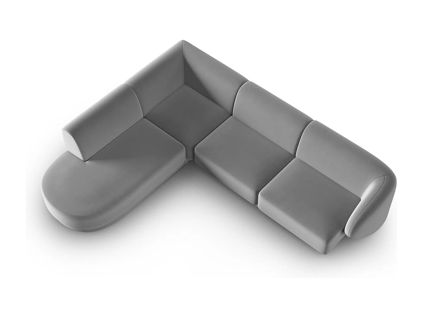 CXL by Christian Lacroix - Narożnik lewy panoramiczny, "Lionel" 5 miejsc welur, szary - 265x232x74cm