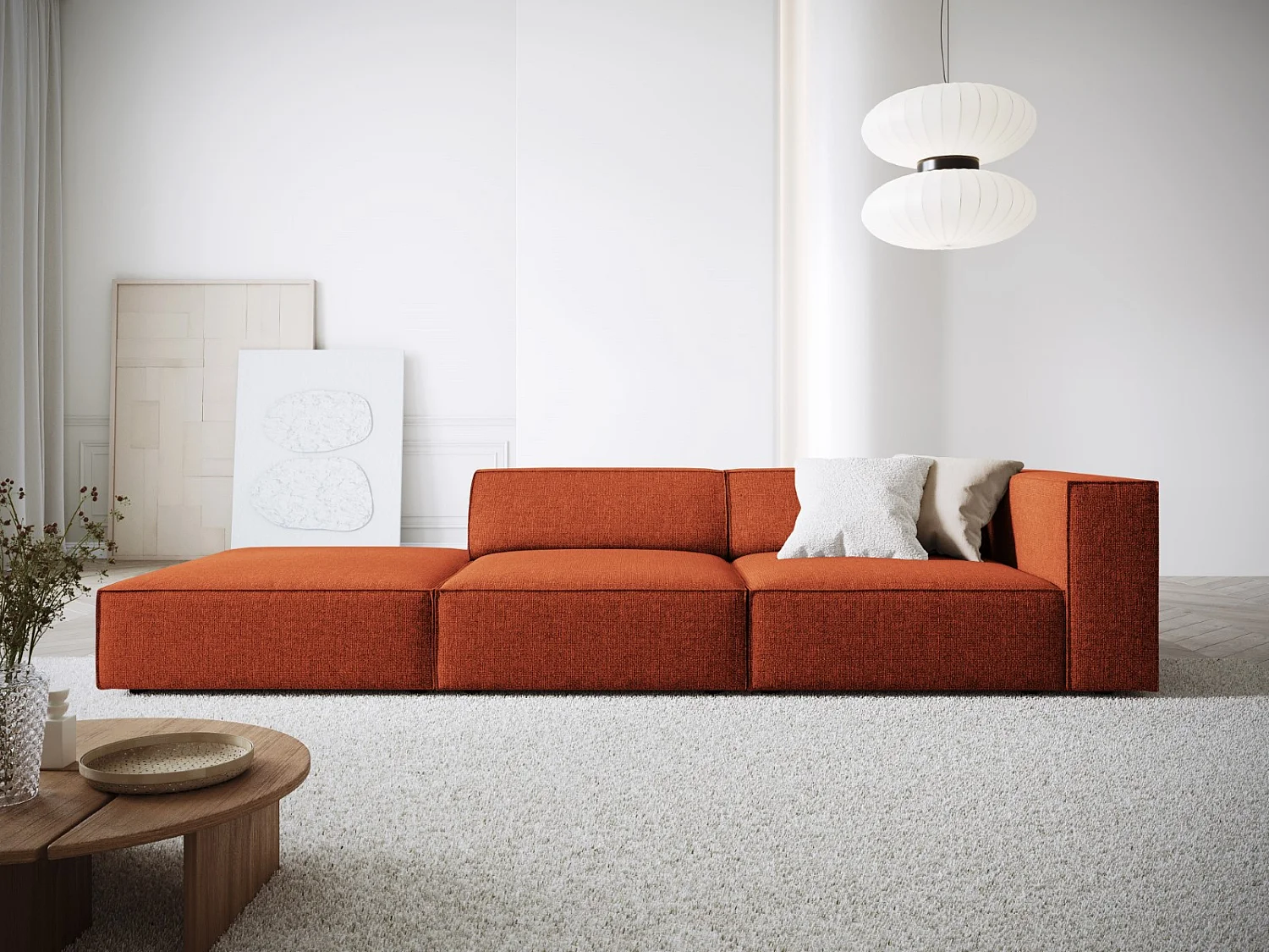 Cosmopolitan Design - Canapé gauche "Arendal" 4 places en chenille terracotta - 262x102x70cm