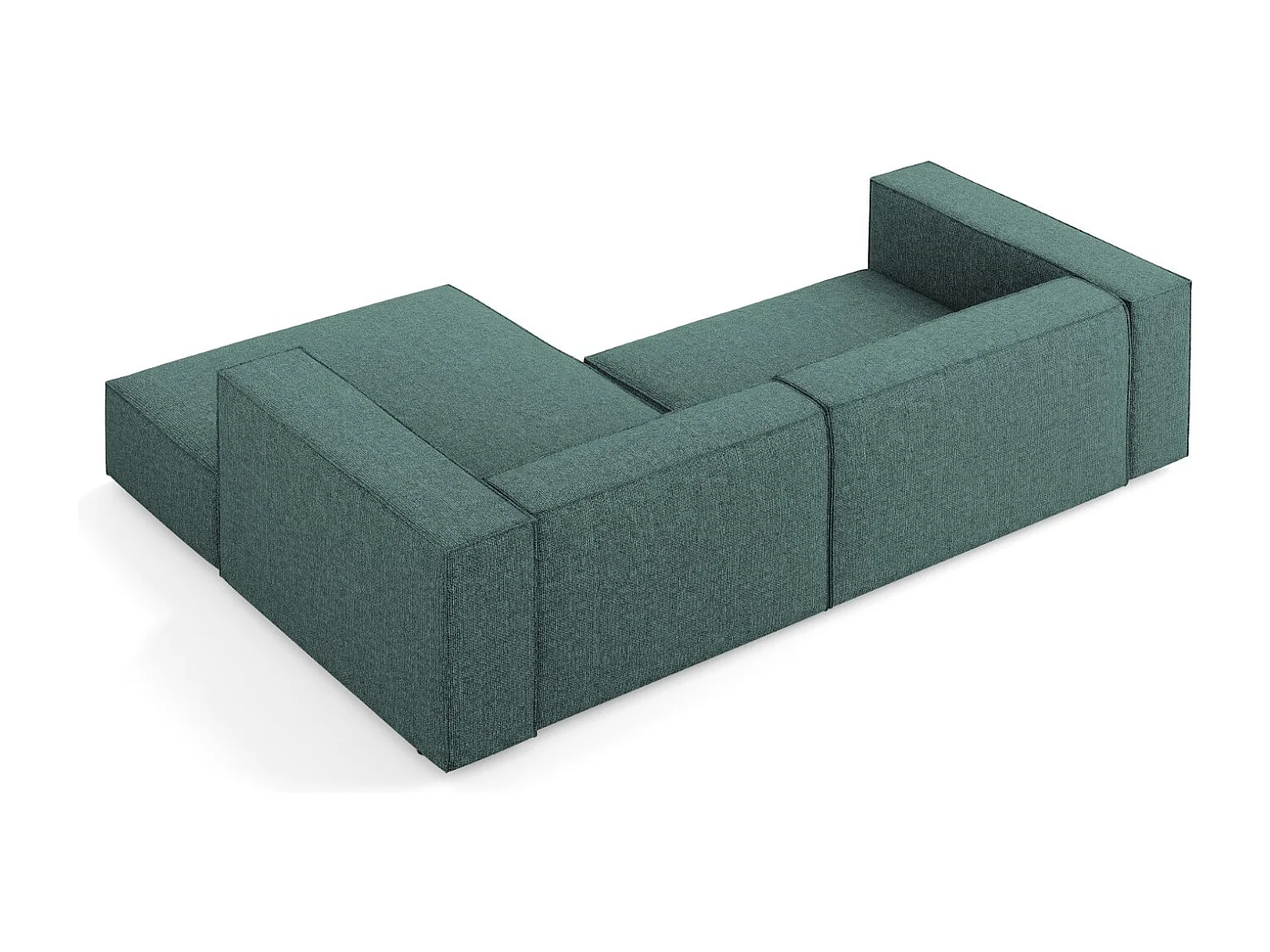 Cosmopolitan Design - Sofá de canto direito "Arendal" 3 lugares em tecido chenille petróleo - 224x166x70cm