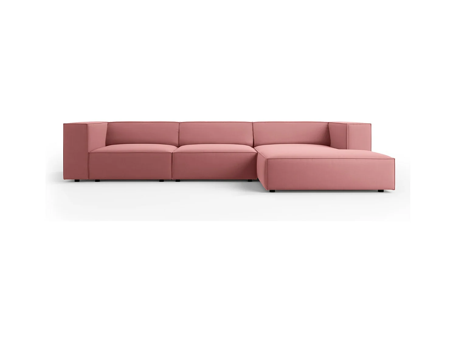 Cosmopolitan Design - Canapé d'angle droit "Arendal" 4 places en velours saumon - 284x166x70cm