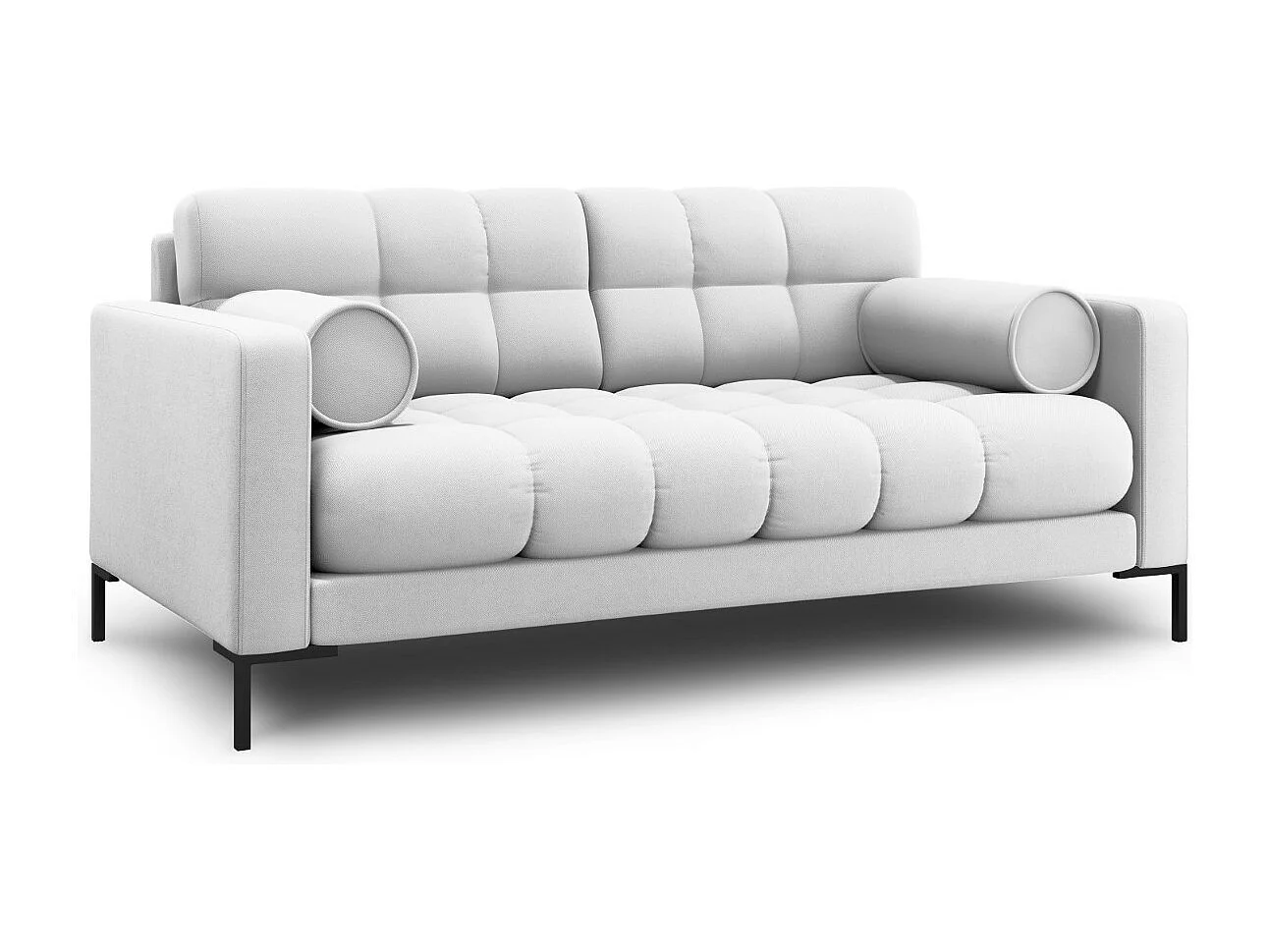 Cosmopolitan Design - 2-Sitzer Sofa "Bali" aus strukturiertem Stoff hellgrau - 152x92x75cm