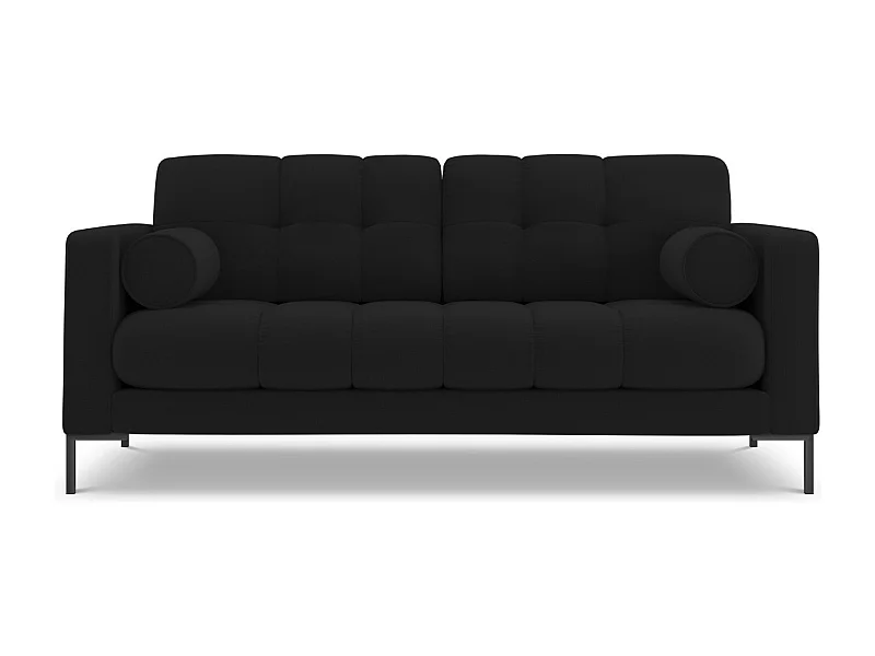 Cosmopolitan Design - Bank "Bali" 3 zitplaatsen, Structurele stof, Zwart - 177x92x75cm