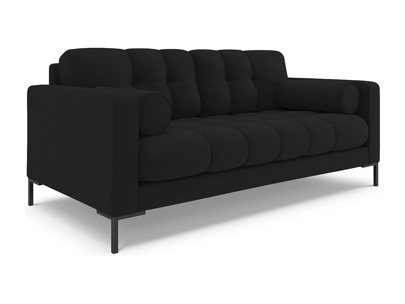 Cosmopolitan Design - Canapé "Bali" 3 places en tissu structurel noir - 177x92x75cm