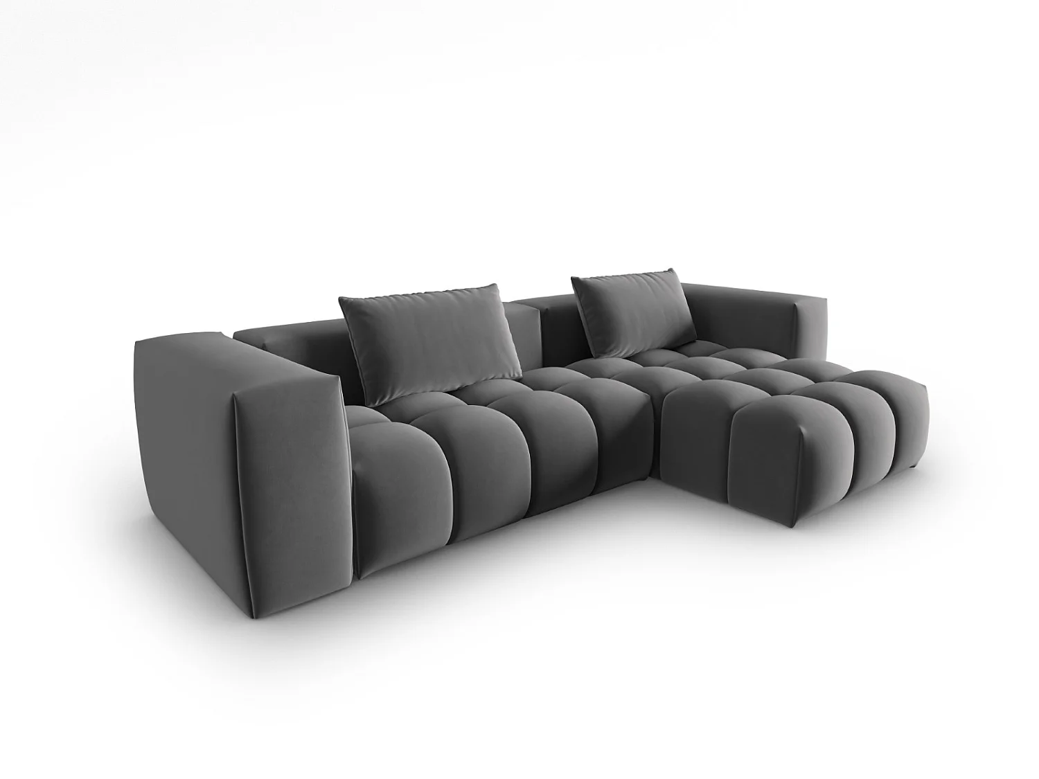 CXL by Christian Lacroix - 3-Sitzer modulares Ecksofa rechts "Lorella" Sitzer aus Samt Zement - 260x145x70cm