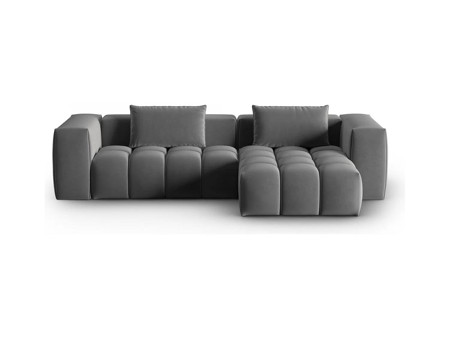 CXL by Christian Lacroix - Canapé d'angle droit modulable "Lorella" 3 places en velours ciment - 260x145x70cm