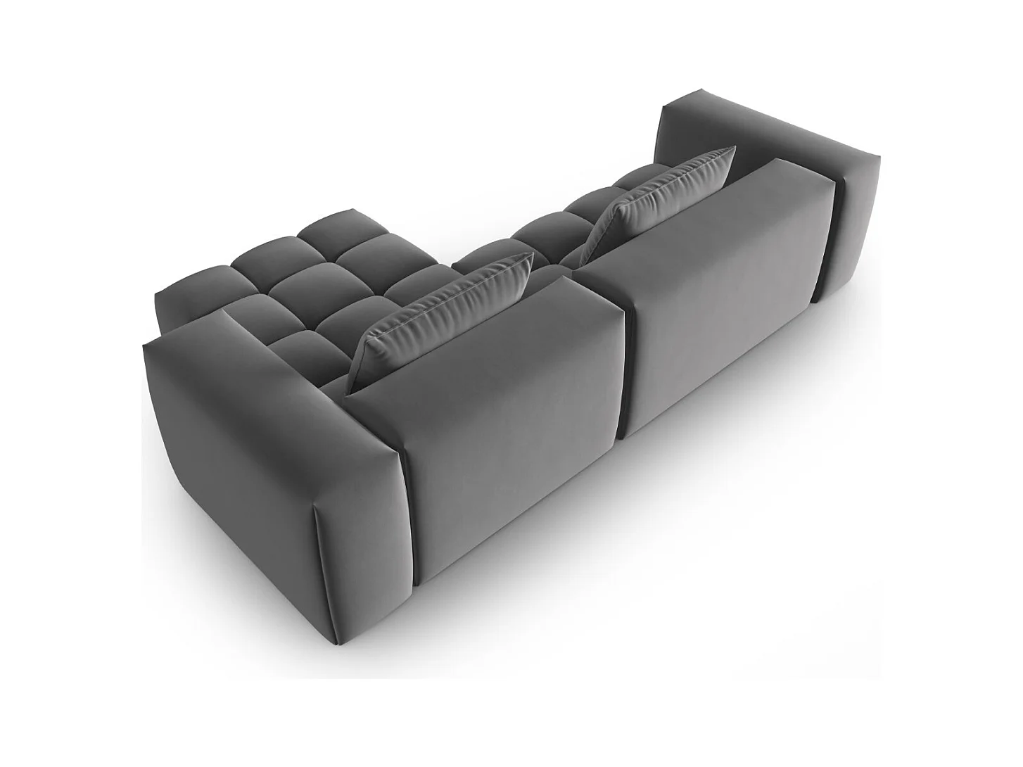 CXL by Christian Lacroix - Canapé d'angle droit modulable "Lorella" 3 places en velours ciment - 260x145x70cm