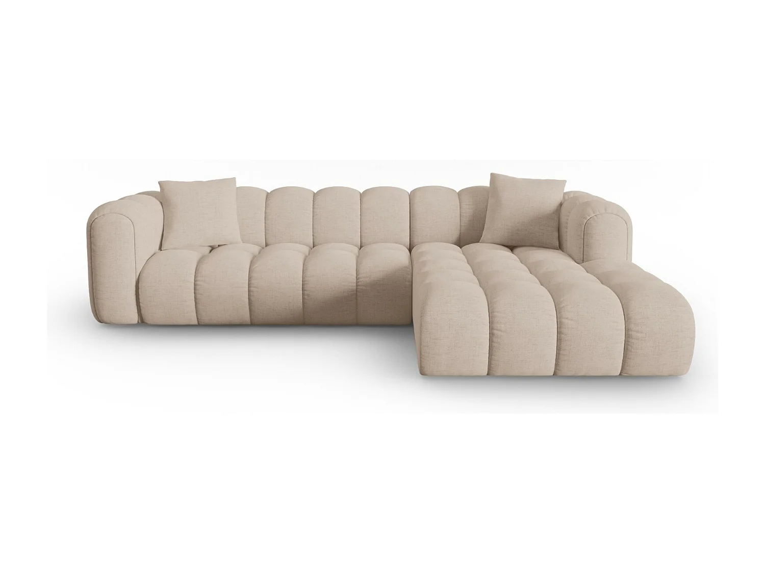 CXL by Christian Lacroix - Canapé d'angle droit modulable "Clotilde" 4 places en tissu structurel cappuccino - 306x190x70cm