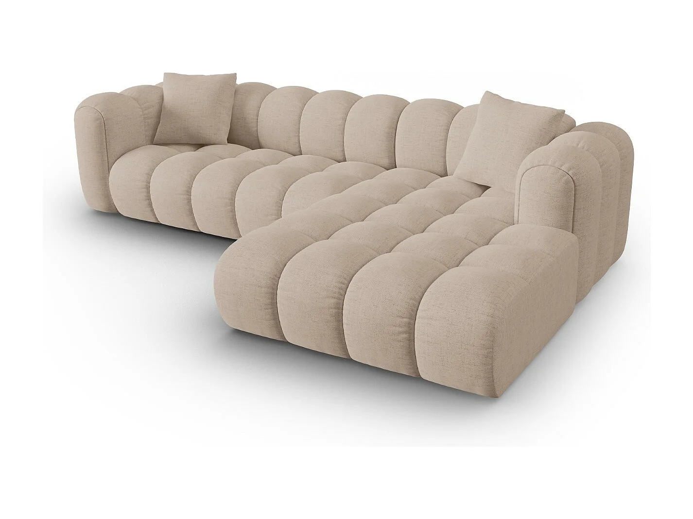 CXL by Christian Lacroix - Canapé d'angle droit modulable "Clotilde" 4 places en tissu structurel cappuccino - 306x190x70cm