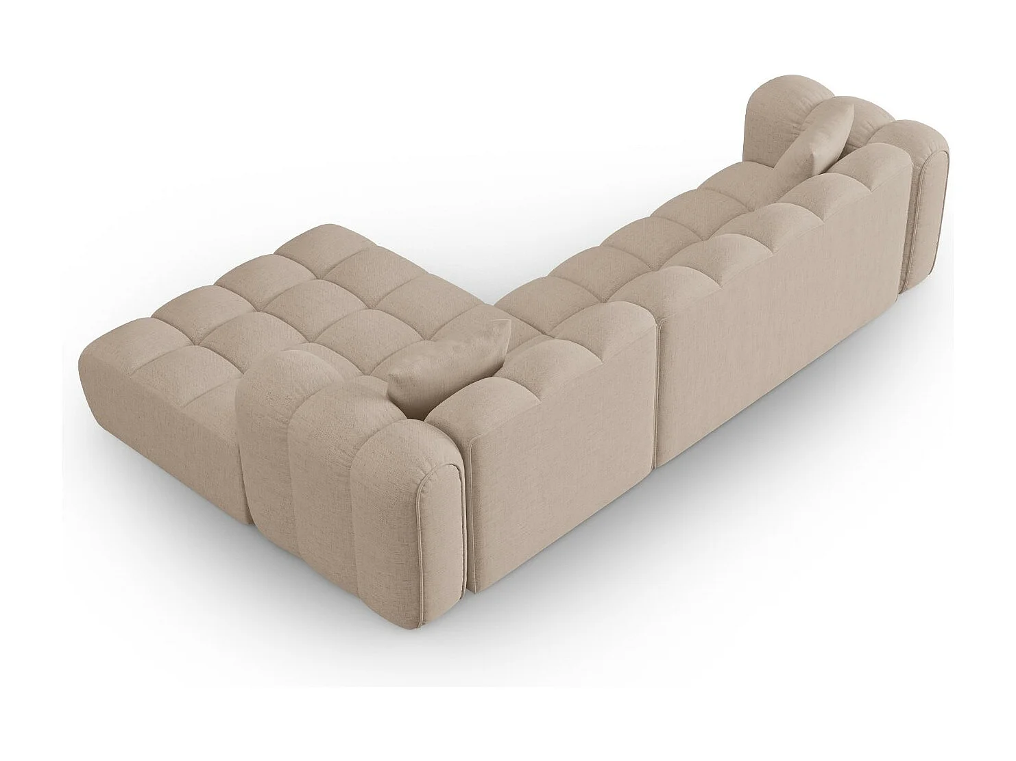 CXL by Christian Lacroix - Canapé d'angle droit modulable "Clotilde" 4 places en tissu structurel cappuccino - 306x190x70cm