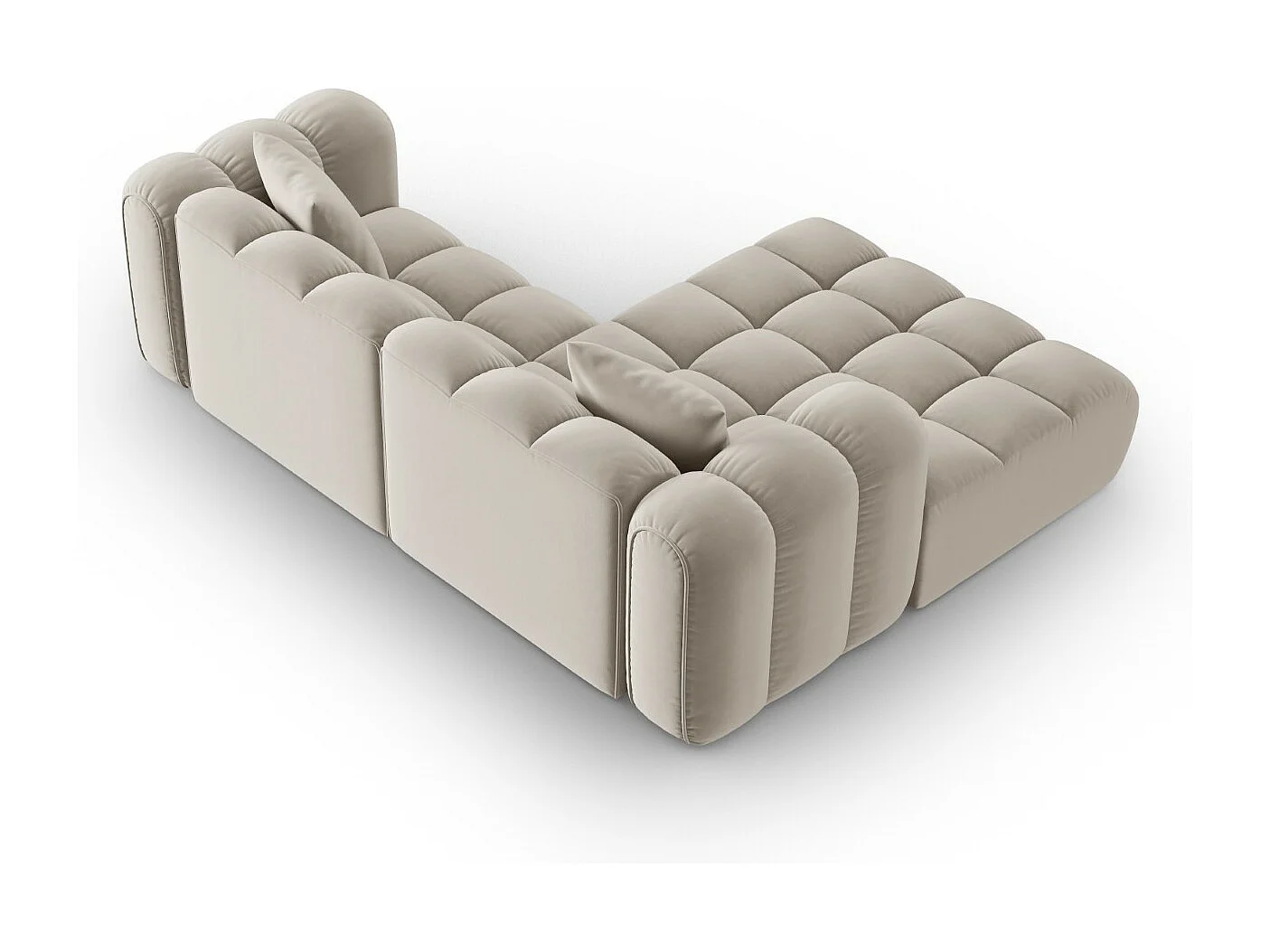 CXL by Christian Lacroix - Canapé d'angle gauche modulable "Clotilde" 3 places en velours écru - 187x190x70cm