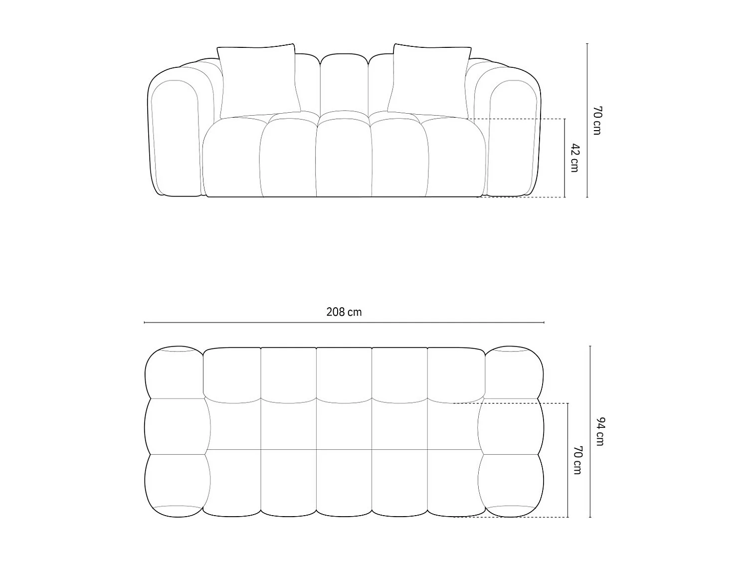 CXL by Christian Lacroix - Sofa, "Clotilde" 2 miejsca tkanina strukturalna, turkus - 208x94x70cm