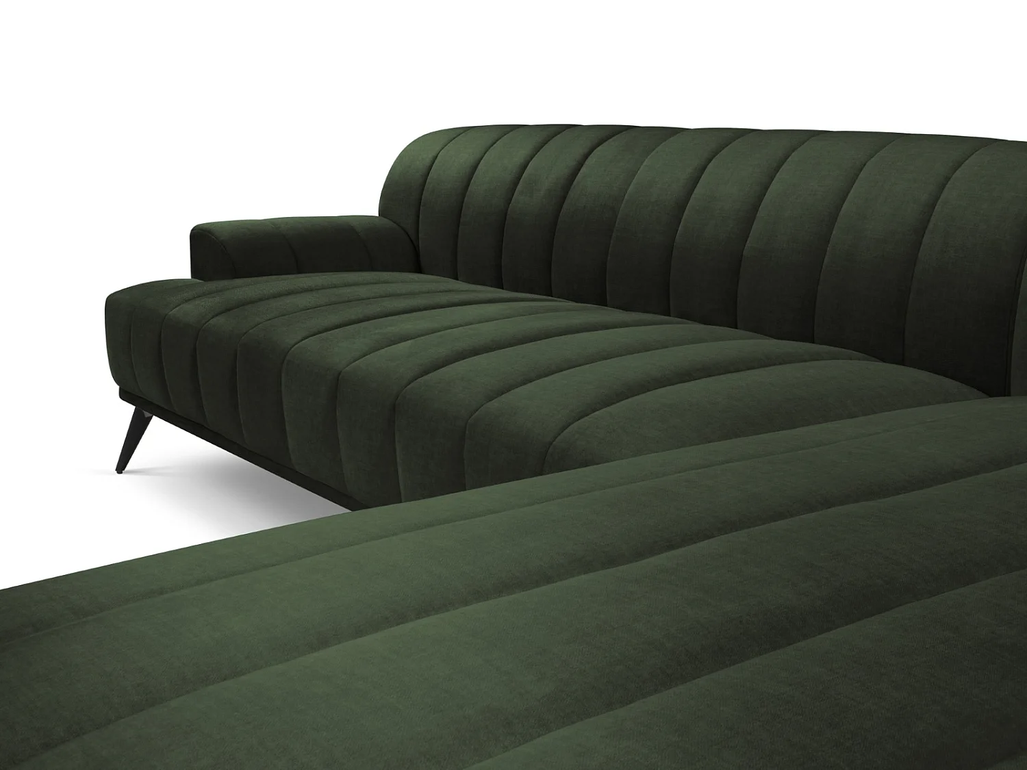 CXL by Christian Lacroix - Sofá esquinero derecho "Rita" 5 plazas de terciopelo verde - 289x185x77cm