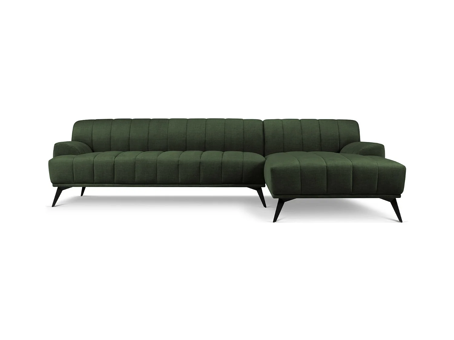 CXL by Christian Lacroix - Canapé d'angle droit "Rita" 5 places en velours vert - 289x185x77cm