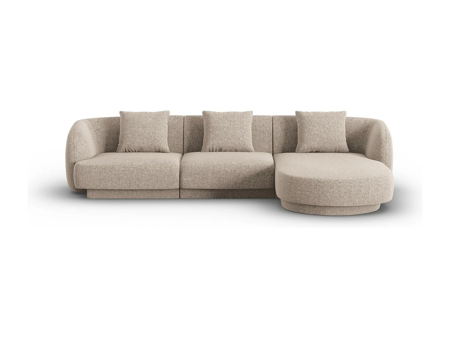 Cosmopolitan Design - Divano angolare destro "Tulum" 4 posti in ciniglia beige - 255x156x70cm