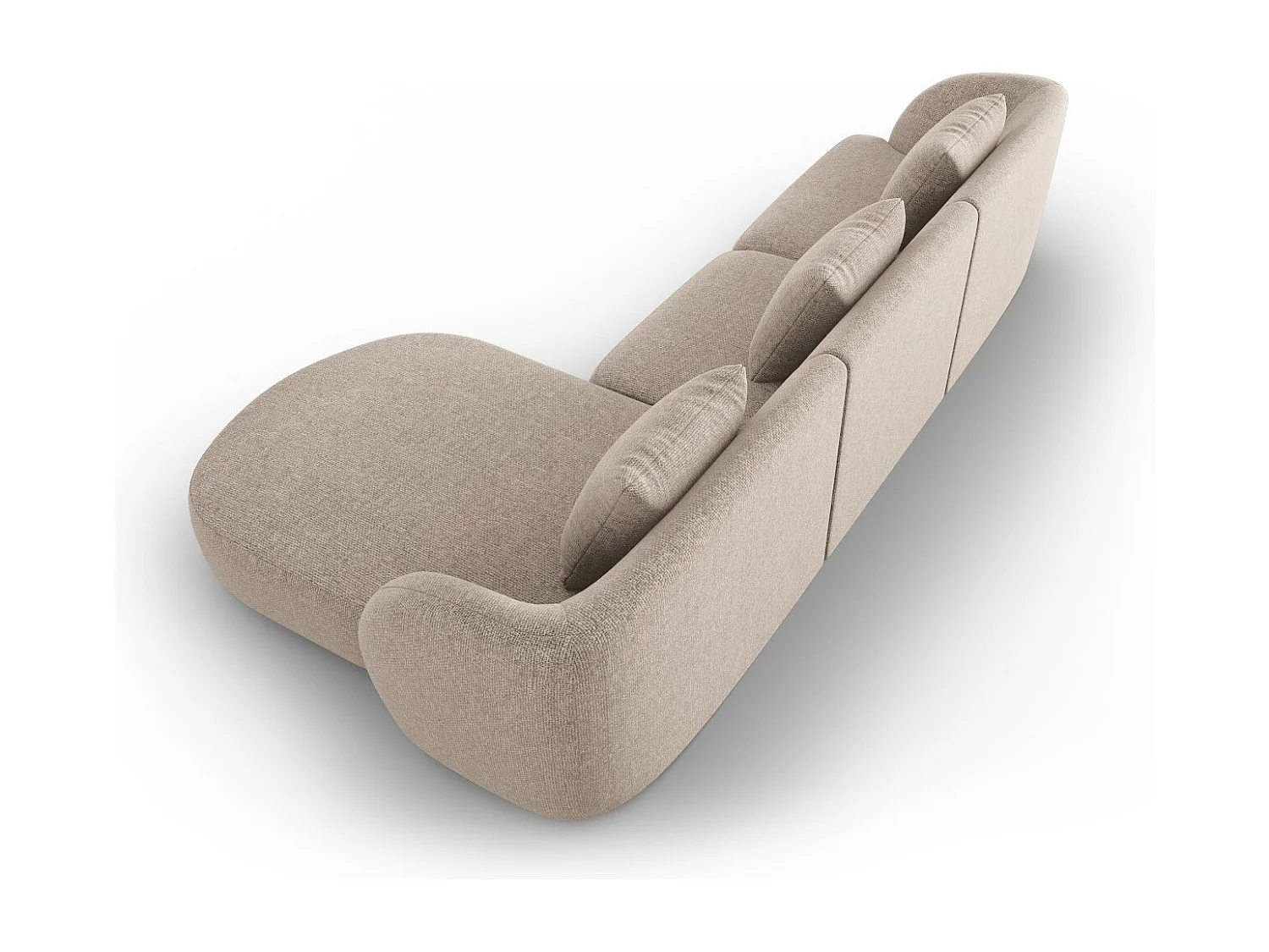 Cosmopolitan Design - Divano angolare destro "Tulum" 4 posti in ciniglia beige - 255x156x70cm