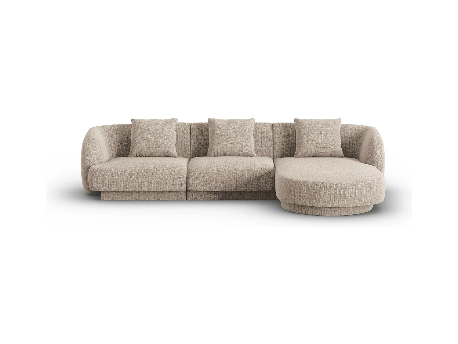 Cosmopolitan Design - Canapé d'angle droit "Tulum" 4 places en chenille beige - 255x156x70cm