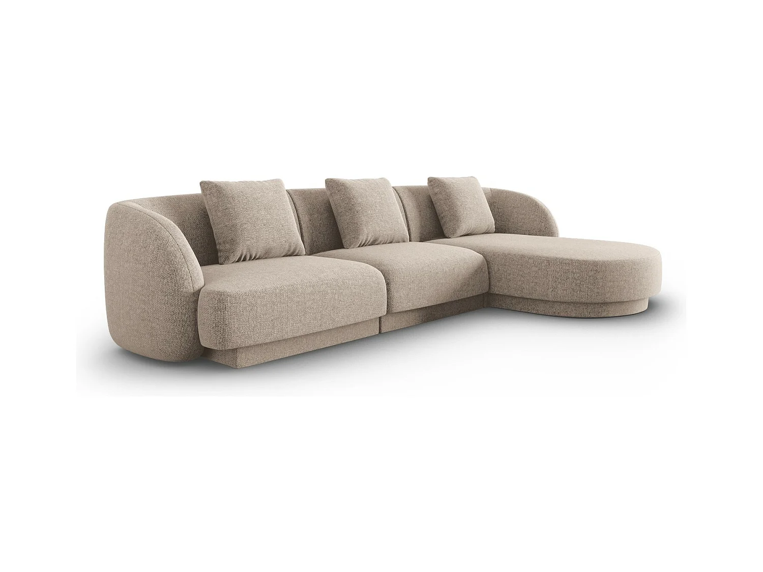 Cosmopolitan Design - Canapé d'angle droit "Tulum" 4 places en chenille beige - 255x156x70cm