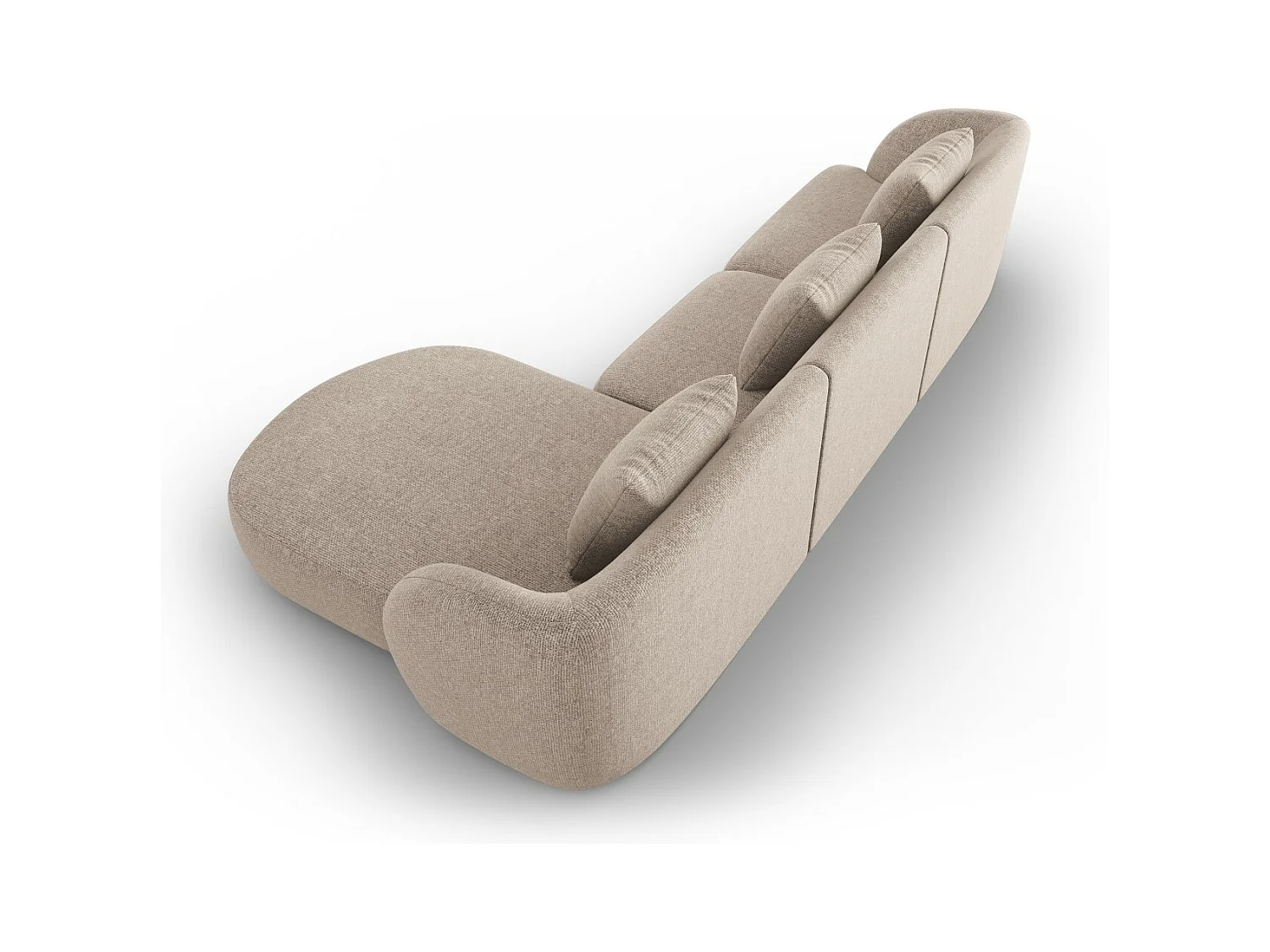 Cosmopolitan Design - Canapé d'angle droit "Tulum" 4 places en chenille beige - 255x156x70cm