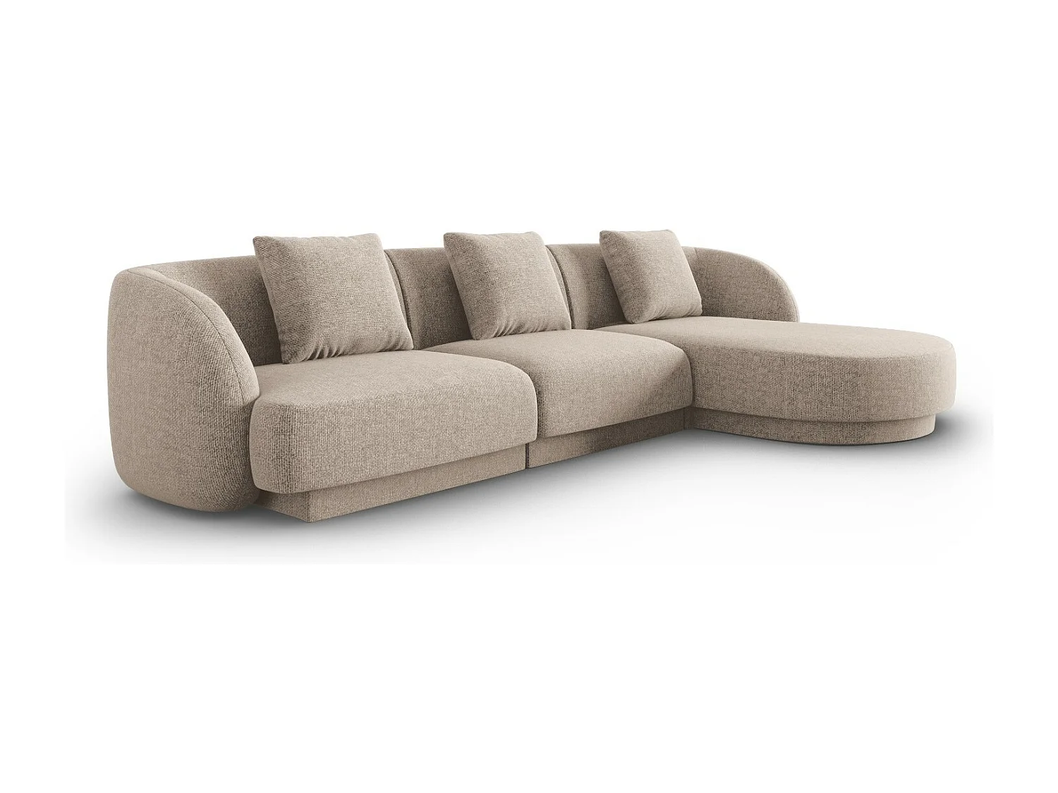 Cosmopolitan Design - Rechter hoekbank "Tulum" 4 zitplaatsen, Chenille, Beige - 255x156x70cm