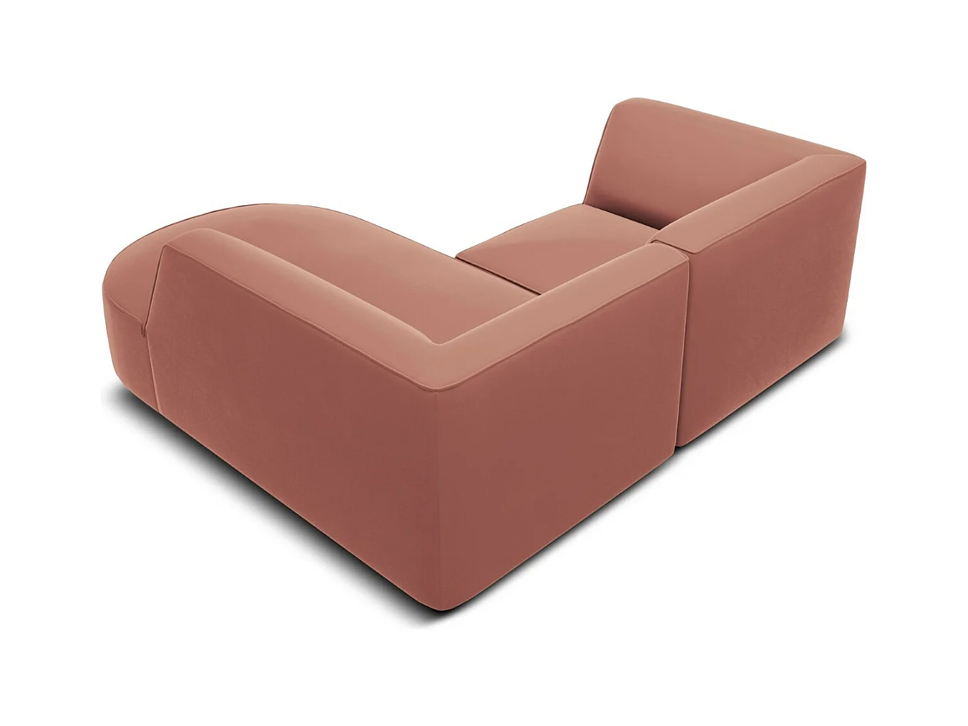 CXL by Christian Lacroix - Canapé d'angle droit "Charles" 3 places en velours rose - 186x180x69cm