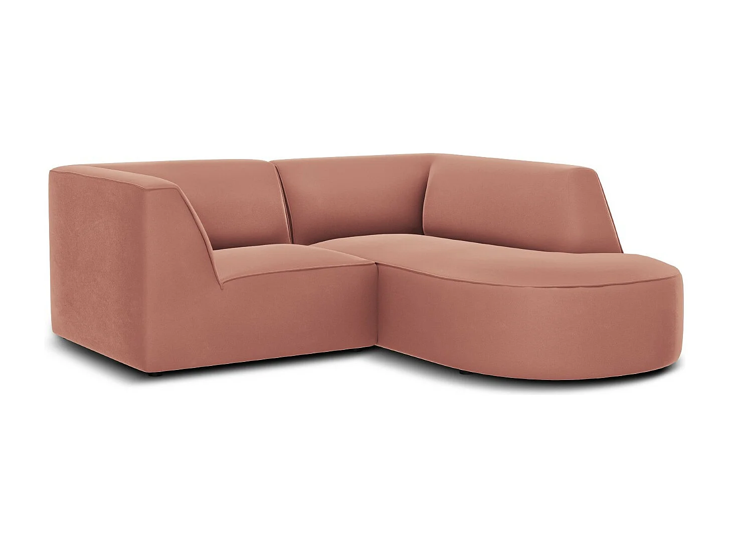 CXL by Christian Lacroix - Canapé d'angle droit "Charles" 3 places en velours rose - 186x180x69cm