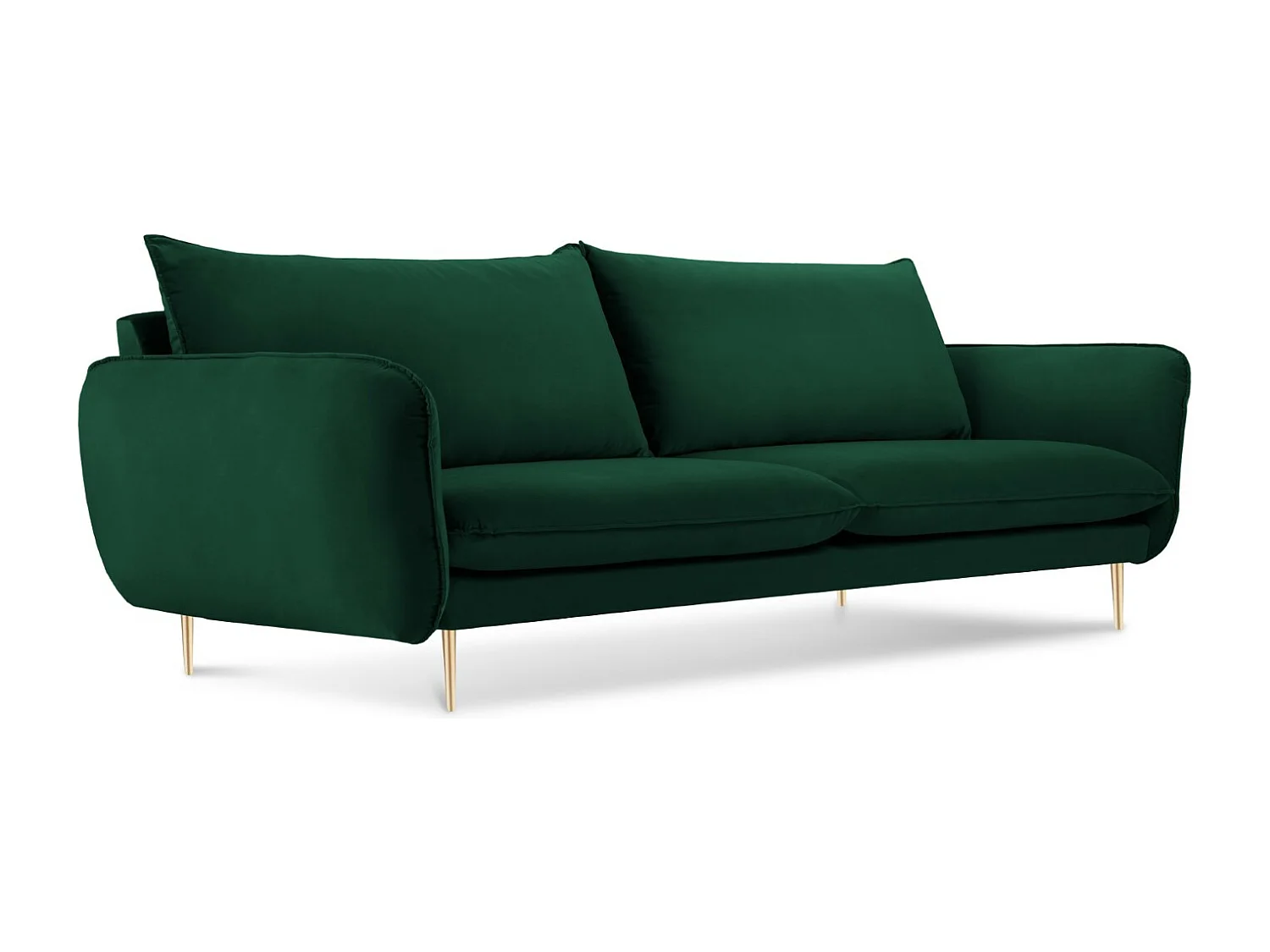 Cosmopolitan Design - Sofá "Vienna" 4 lugares em veludo verde garrafa - 230x92x95cm
