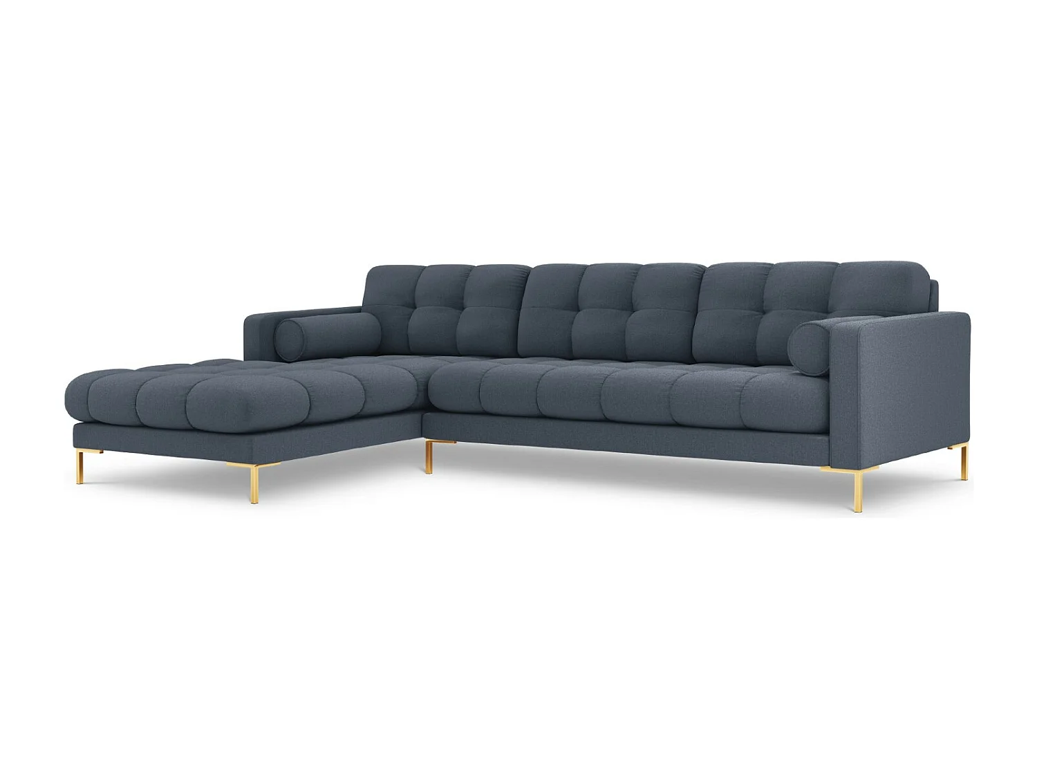 Cosmopolitan Design - Linker hoekbank "Bali" 5 zitplaatsen, Structurele stof, Donkerblauw - 293x185x75cm