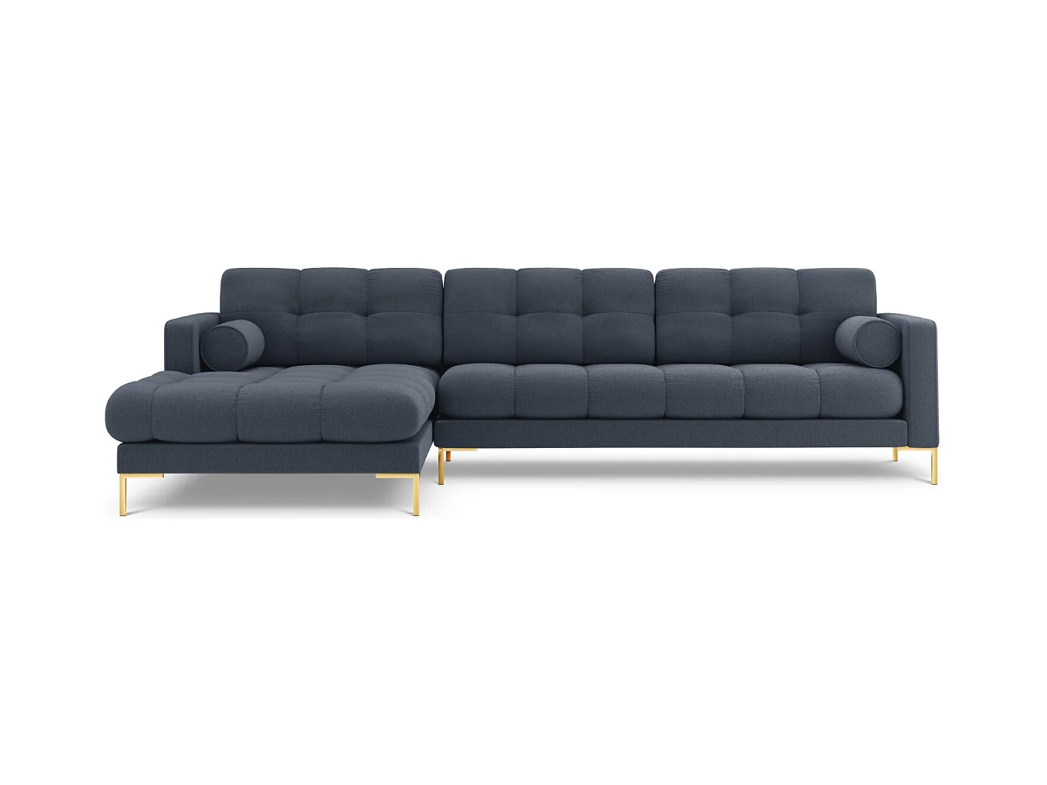 Cosmopolitan Design - Linker hoekbank "Bali" 5 zitplaatsen, Structurele stof, Donkerblauw - 293x185x75cm