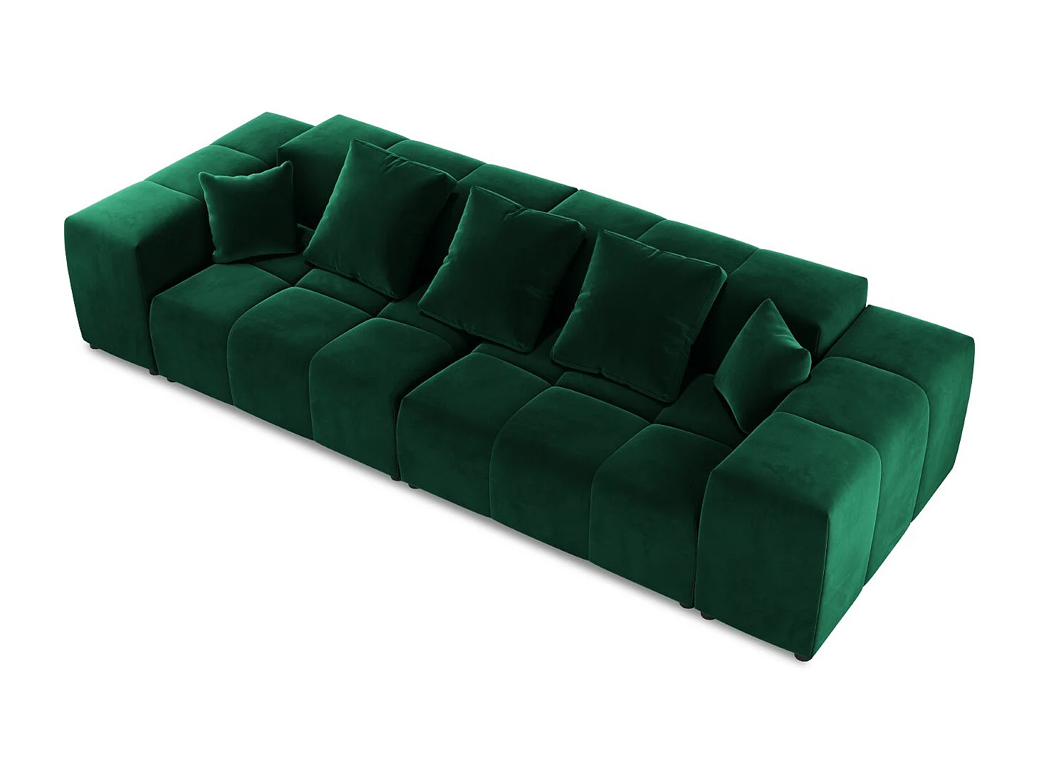 Cosmopolitan Design - Sofá modular "Rome" 3 lugares em veludo verde garrafa - 320x120x75cm