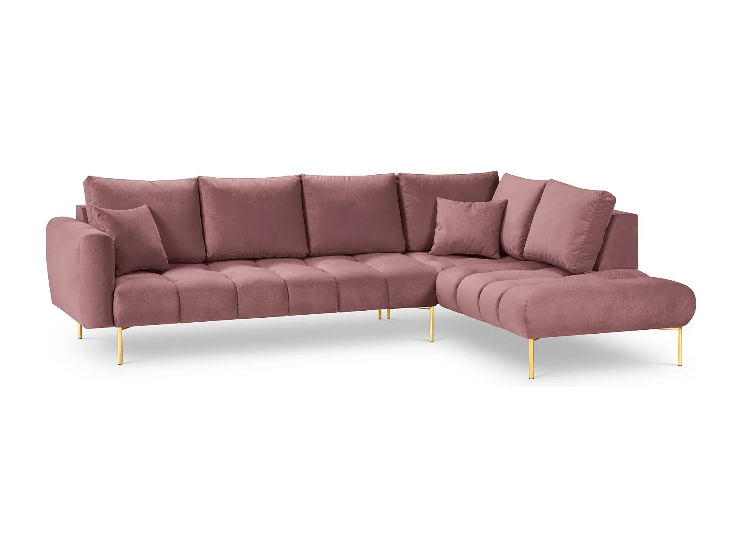 Cosmopolitan Design - 5-Sitzer Ecksofa rechts "Hastings" aus Samt rosa - 301x216x75cm