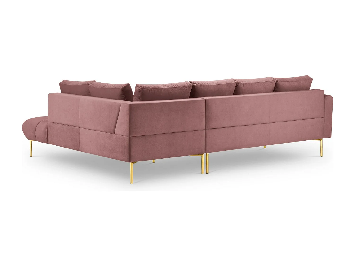 Cosmopolitan Design - Sofá de canto direito "Hastings" 5 lugares em veludo rosa - 301x216x75cm