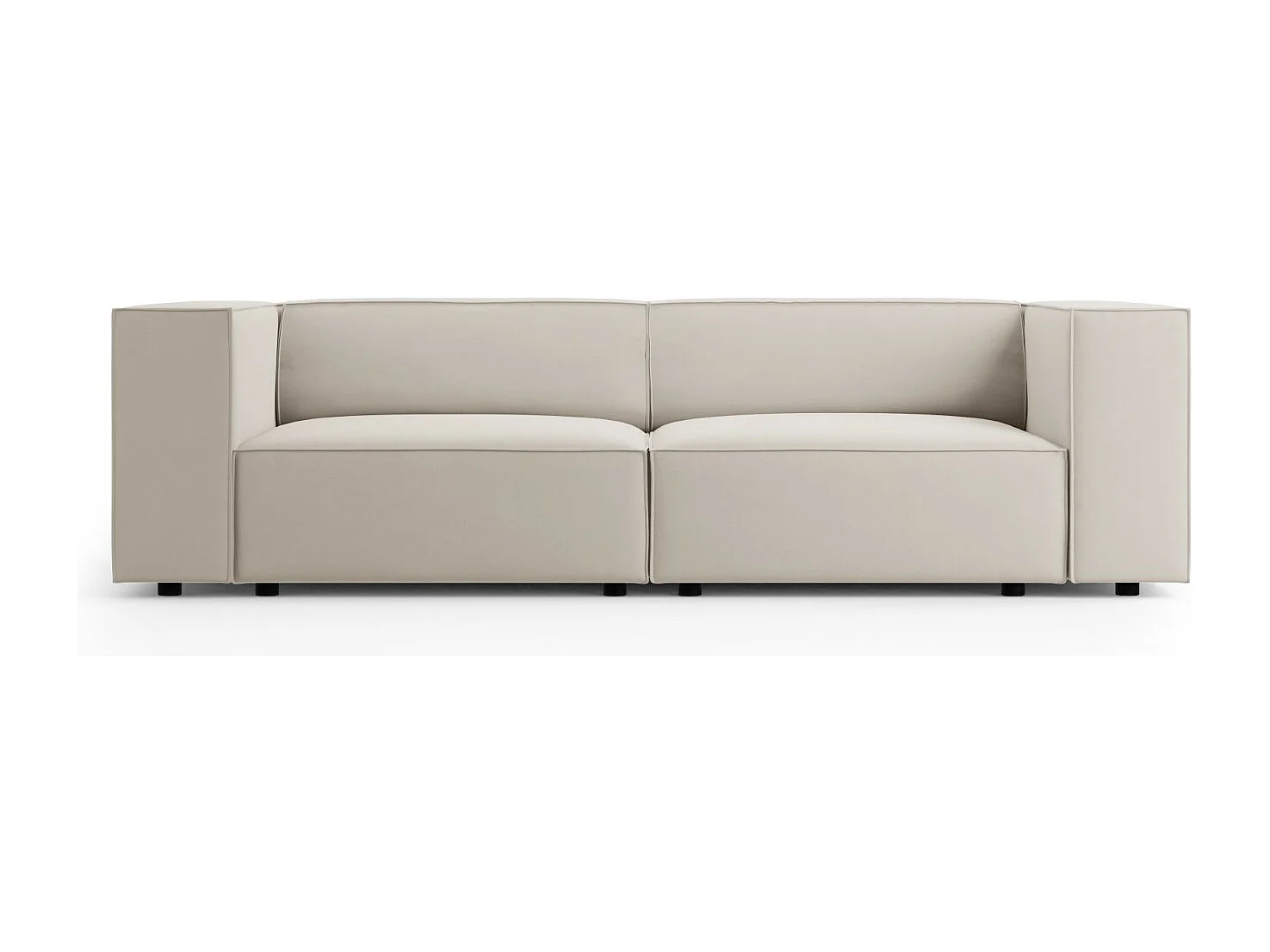 Cosmopolitan Design - Sofa, "Arendal" 3 miejsca welur, ecru - 204x102x70cm
