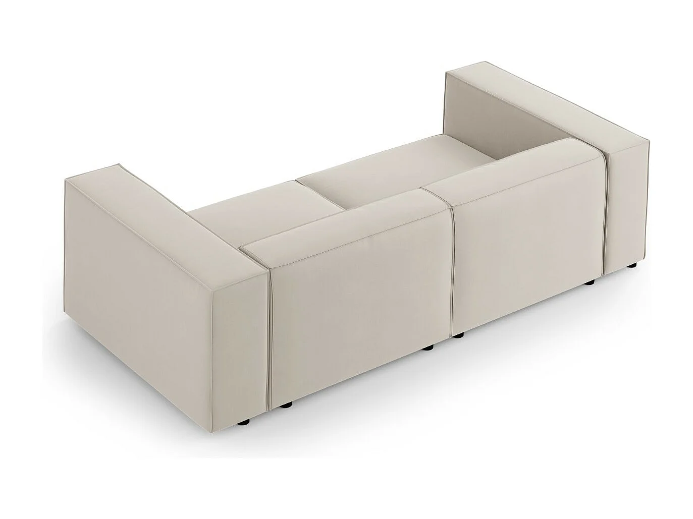 Cosmopolitan Design - Sofa, "Arendal" 3 miejsca welur, ecru - 204x102x70cm