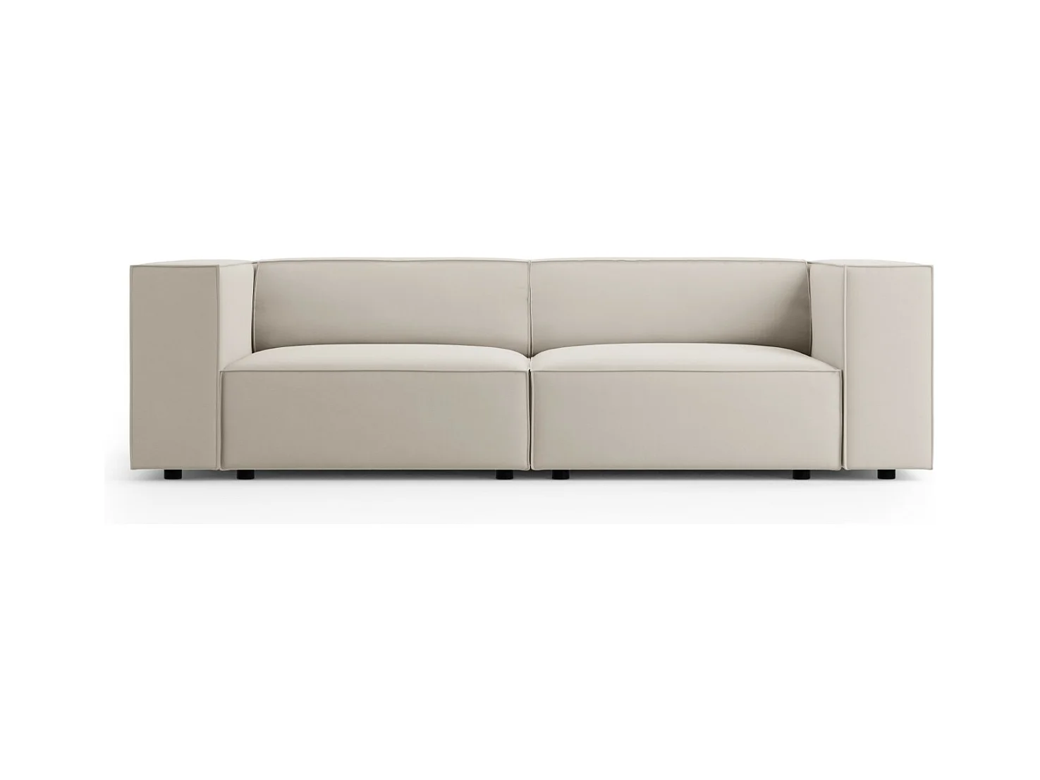 Cosmopolitan Design - Bank "Arendal" 3 zitplaatsen, Flueel, Ecru - 204x102x70cm