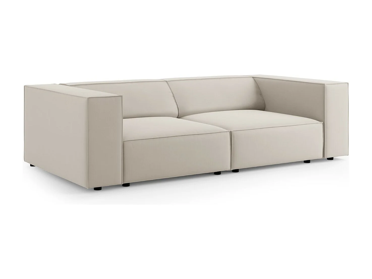 Cosmopolitan Design - Canapé "Arendal" 3 places en velours écru - 204x102x70cm