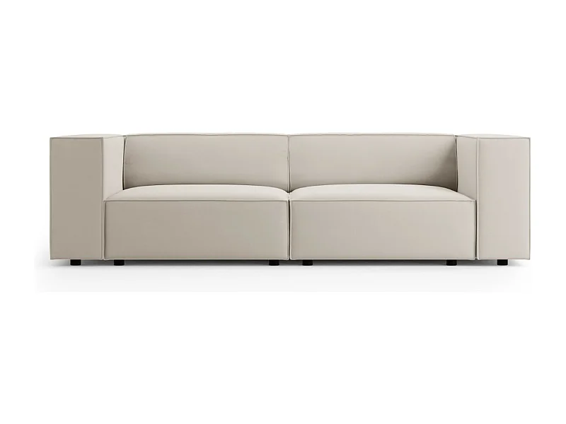 Cosmopolitan Design - Sofá "Arendal" 3 lugares em veludo cru - 204x102x70cm