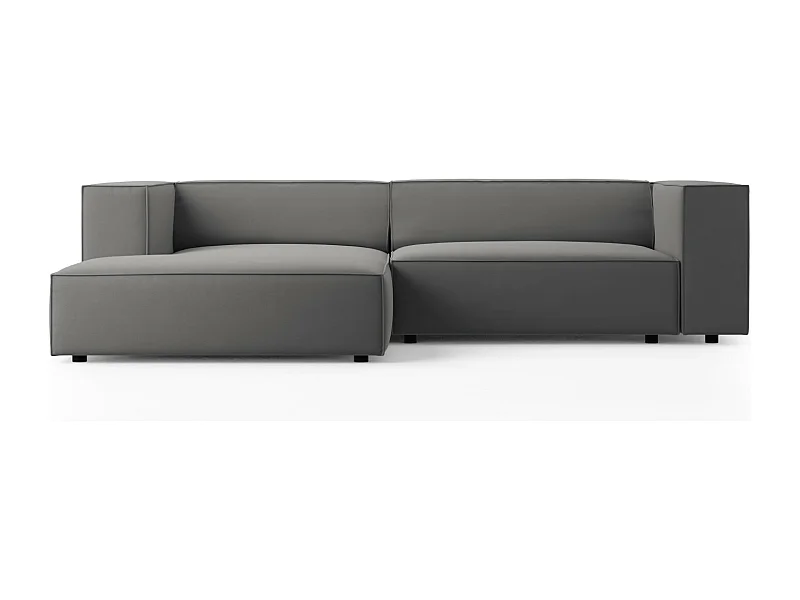 Cosmopolitan Design - Linker hoekbank "Arendal" 3 zitplaatsen, Flueel, Cement - 224x166x70cm
