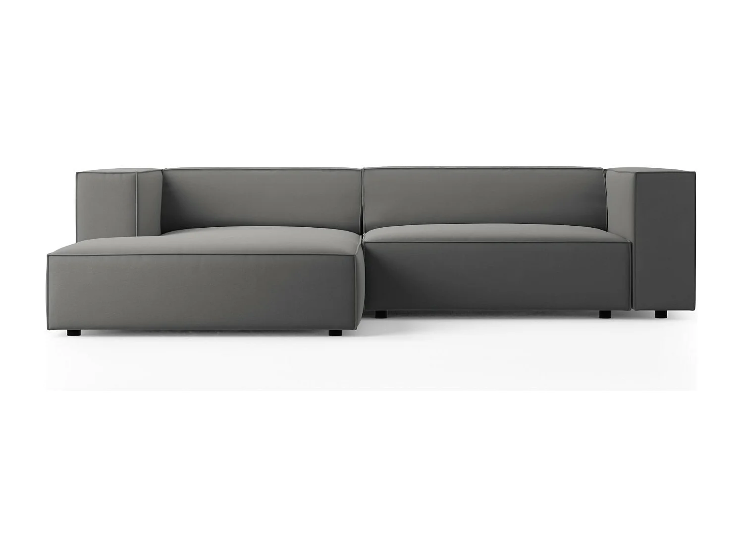 Cosmopolitan Design - 3-Sitzer Ecksofa links "Arendal" aus Samt betonfarben - 224x166x70cm