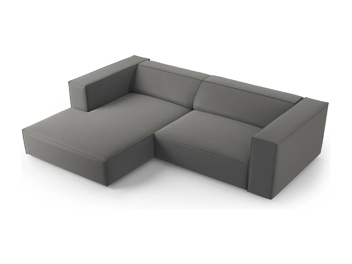 Cosmopolitan Design - 3-Sitzer Ecksofa links "Arendal" aus Samt betonfarben - 224x166x70cm