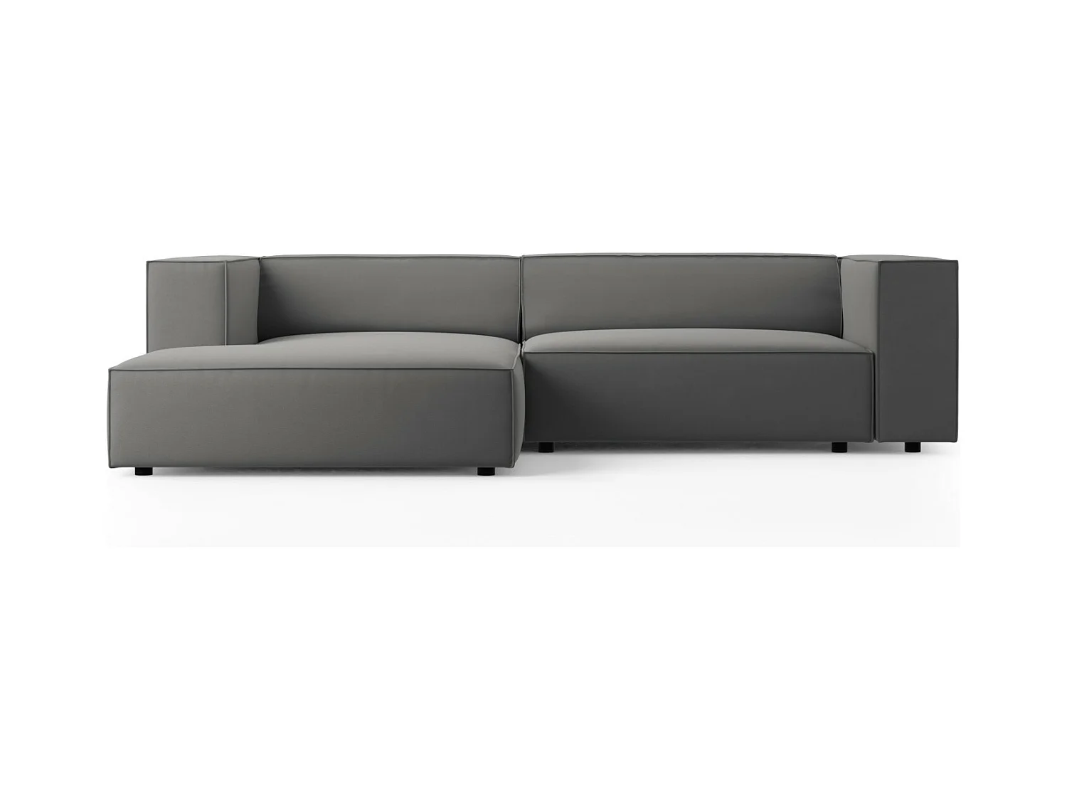 Cosmopolitan Design - Linker hoekbank "Arendal" 3 zitplaatsen, Flueel, Cement - 224x166x70cm