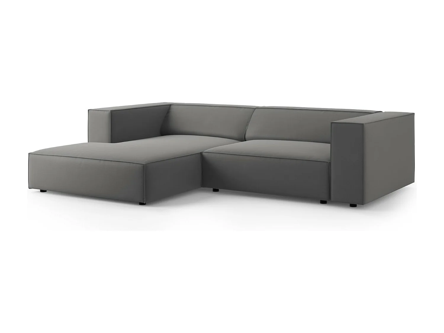 Cosmopolitan Design - Sofá de canto esquerdo "Arendal" 3 lugares em veludo cimento - 224x166x70cm