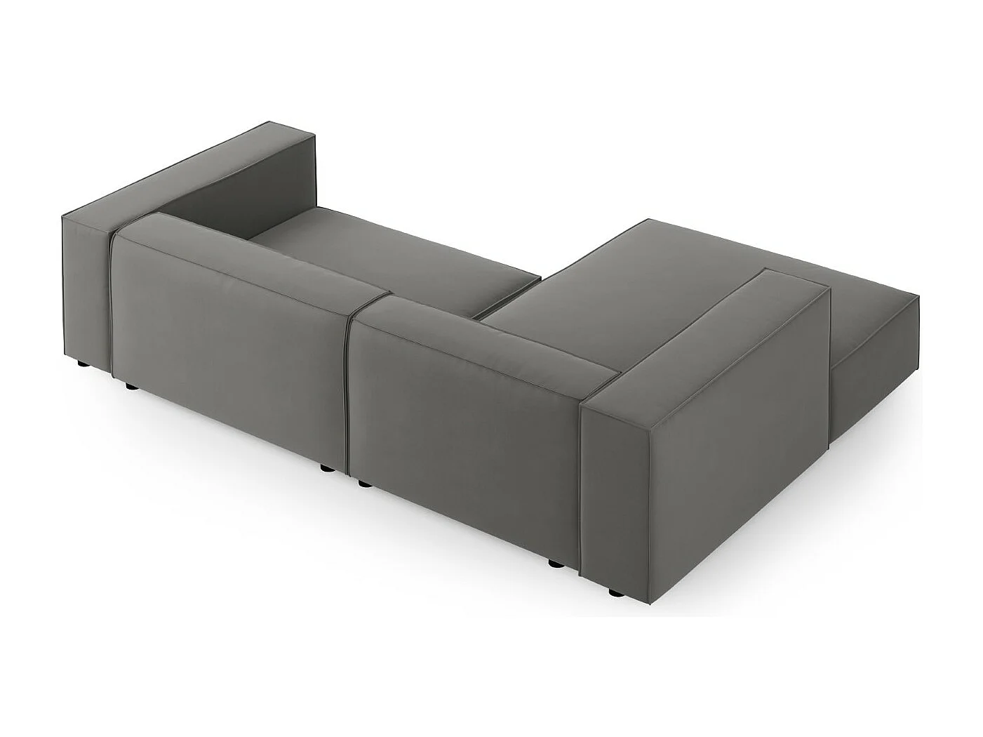 Cosmopolitan Design - Sofá de canto esquerdo "Arendal" 3 lugares em veludo cimento - 224x166x70cm