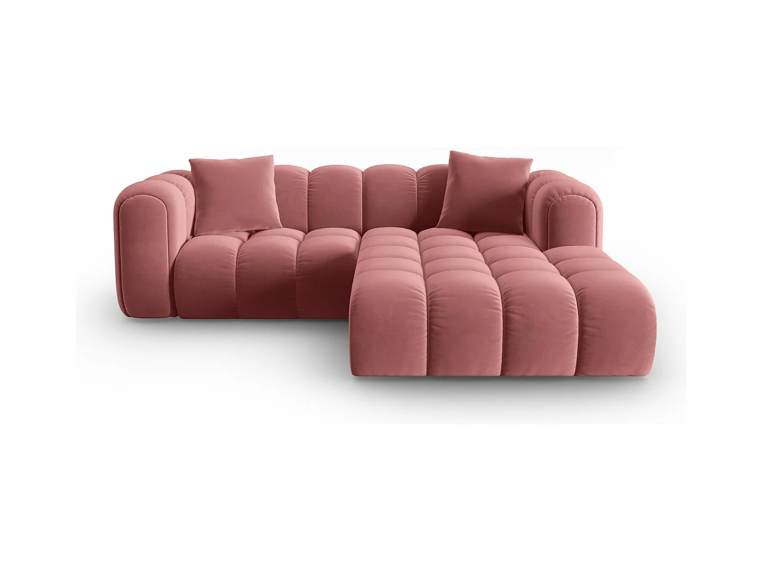 CXL by Christian Lacroix - Modulaire hoekbank rechts "Clotilde" 3 zitplaatsen, Flueel, Zalm - 187x190x70cm