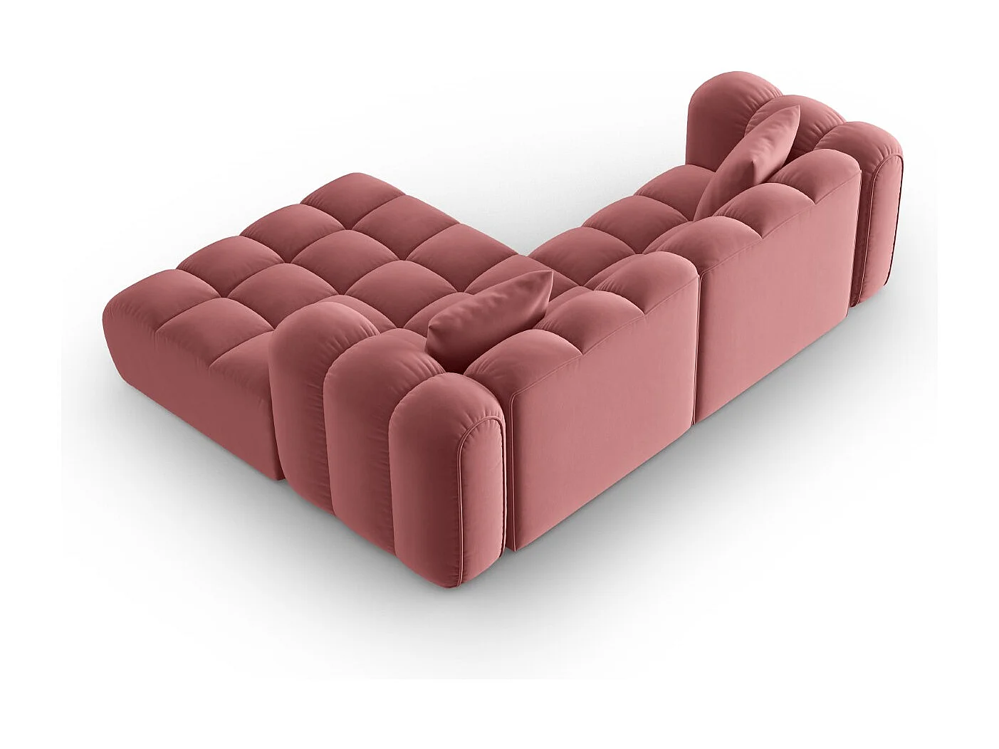 CXL by Christian Lacroix - Canapé d'angle droit modulable "Clotilde" 3 places en velours saumon - 187x190x70cm