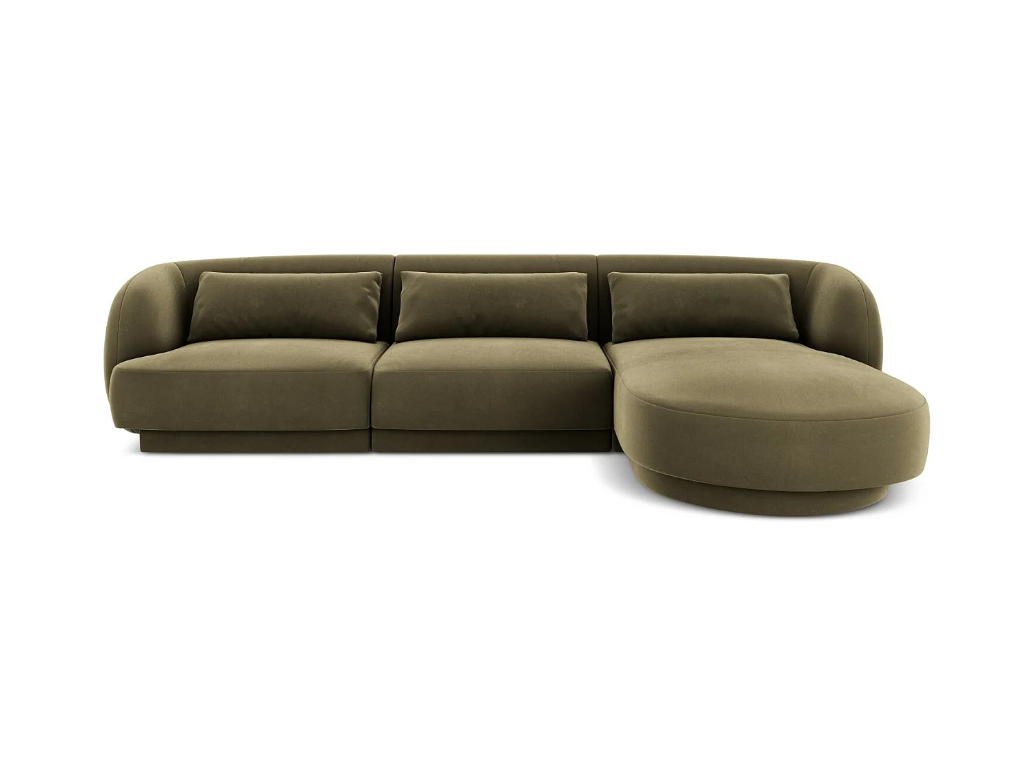 Cosmopolitan Design - Canapé d'angle droit "Tulum" 4 places en velours vert - 255x156x70cm