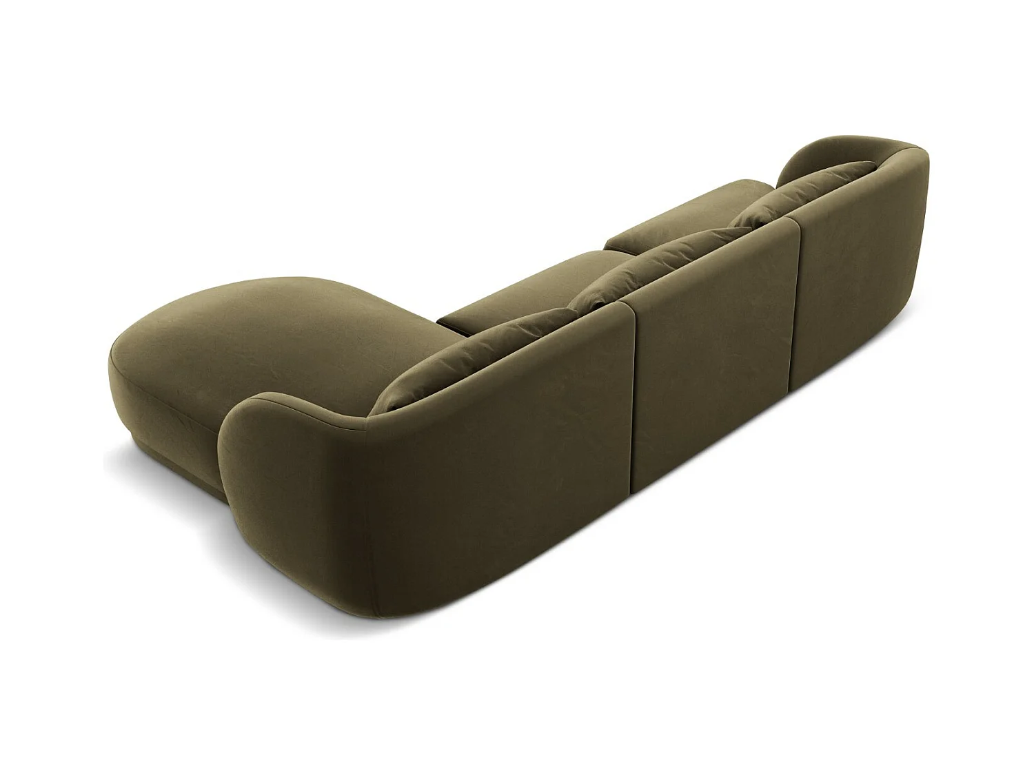 Cosmopolitan Design - Canapé d'angle droit "Tulum" 4 places en velours vert - 255x156x70cm